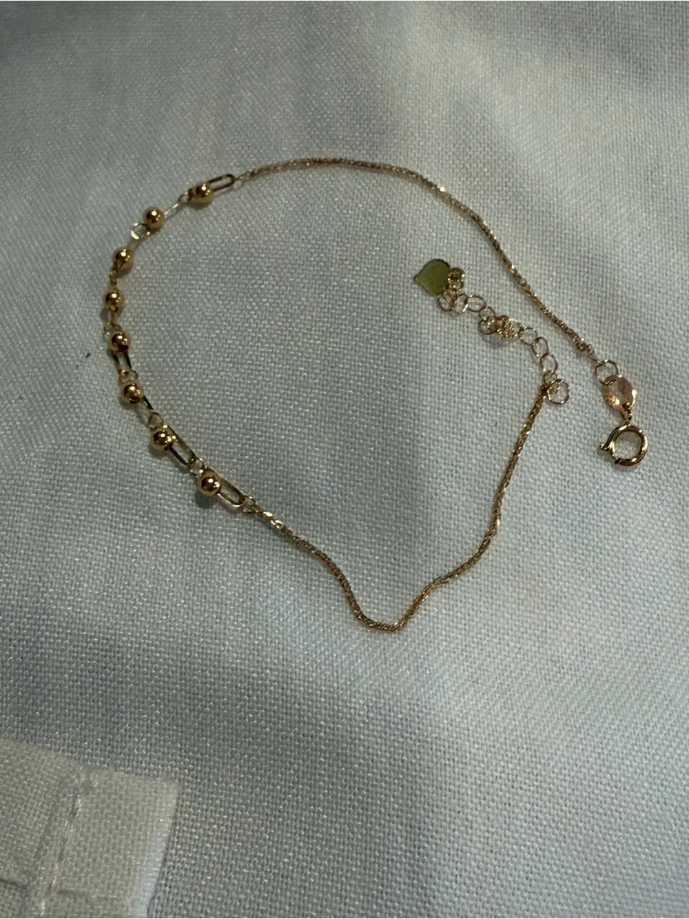 18K Solid Gold Italian Bead Link Bracelet | Adjustable | Certified